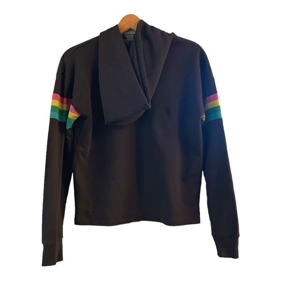 ANTHROPOLOGIE Alpine Back When Hoodie Sweatshirt Black Cotton Retro-chic XS EUC - Picture 3 of 8